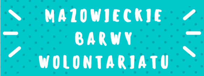 logo konkursu, stylizowany napis mazowieckie barwy wolontariatu